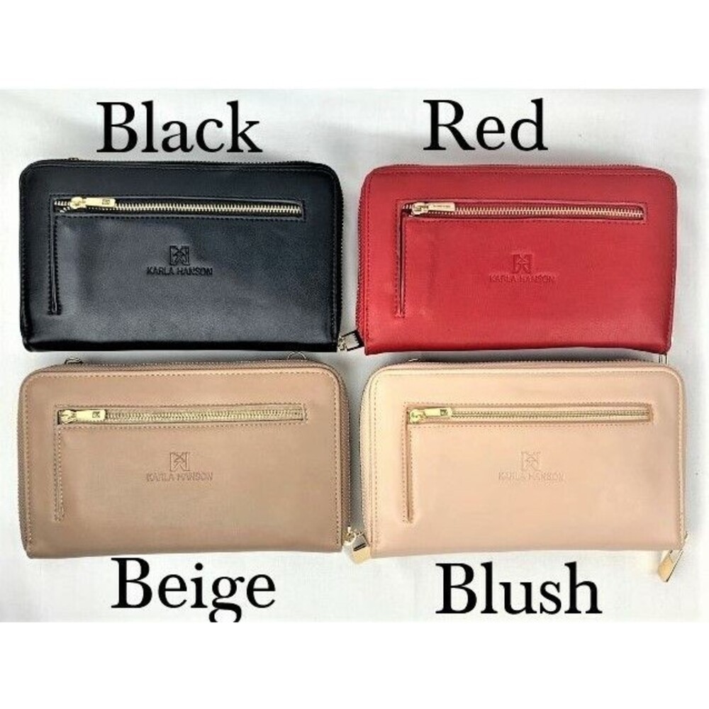 Karla Hanson Ladies RFID Clutch Wallet Crossbody Cellphone Pocket Faux Leather